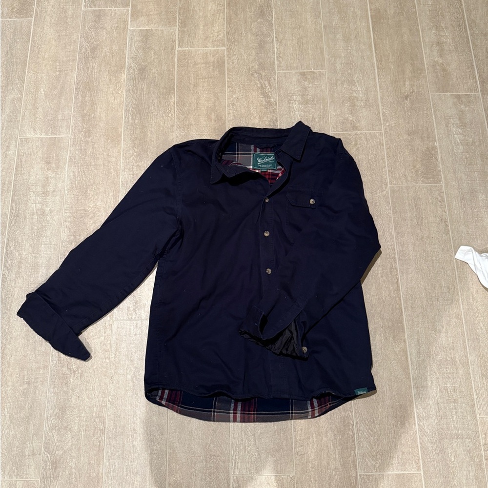Woolrich Navy Shirt with Red Plaid Lining